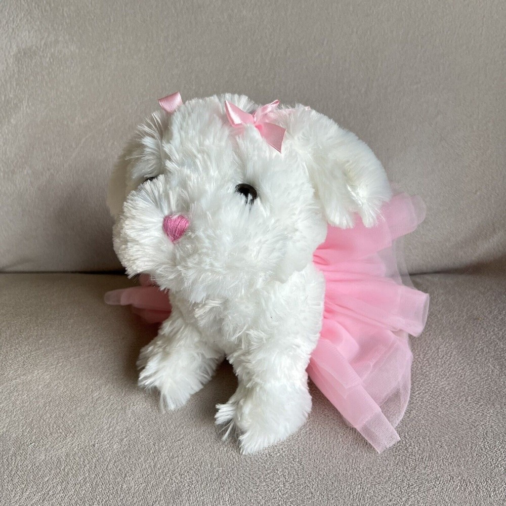 Burton and Burton White Puppy with Pink Tutu 9.5" Plush T8